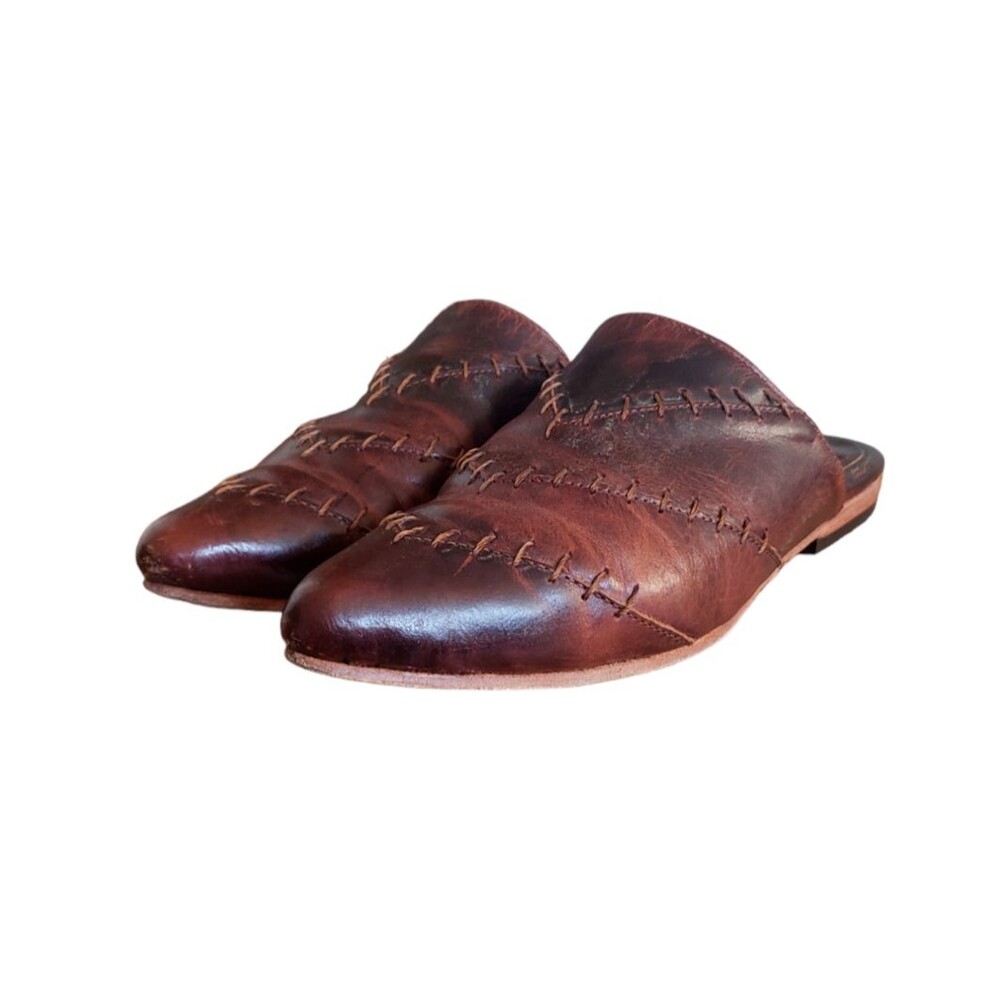 Freebird Nola Leather Mules Slides Brown Stitched Women's  Size 8